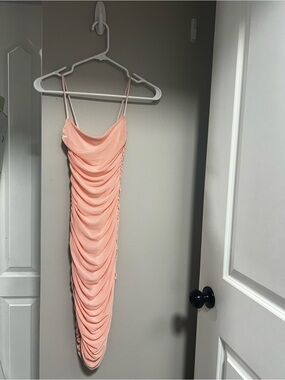 Oh Polly Ruched Slip Midi Dress